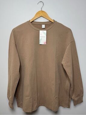 New Makemechic Oversized  Long Sleeve Top with Side Slit Hem Size S